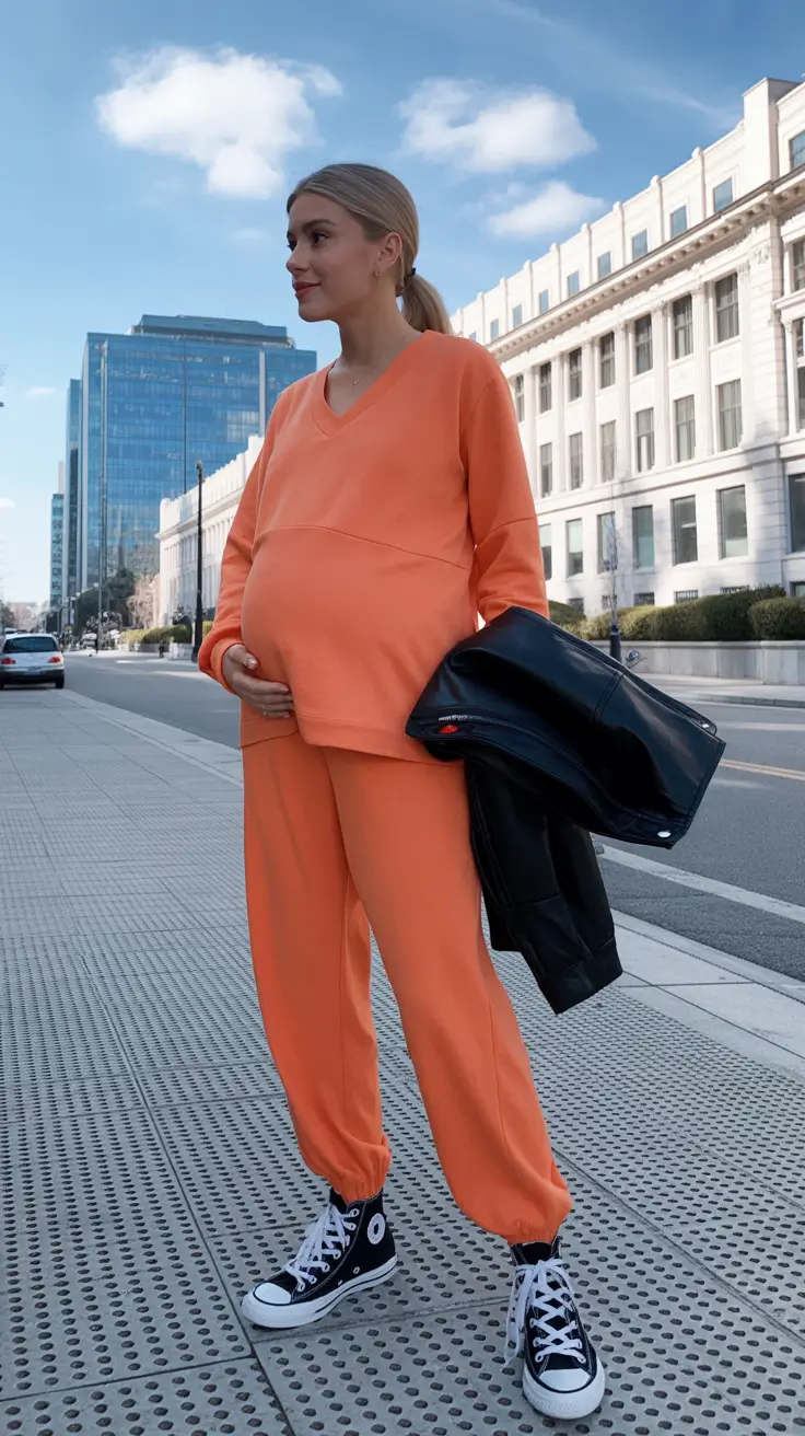 essential spring outfit for pregnant women 2026 Bold Color as a Spring Statement