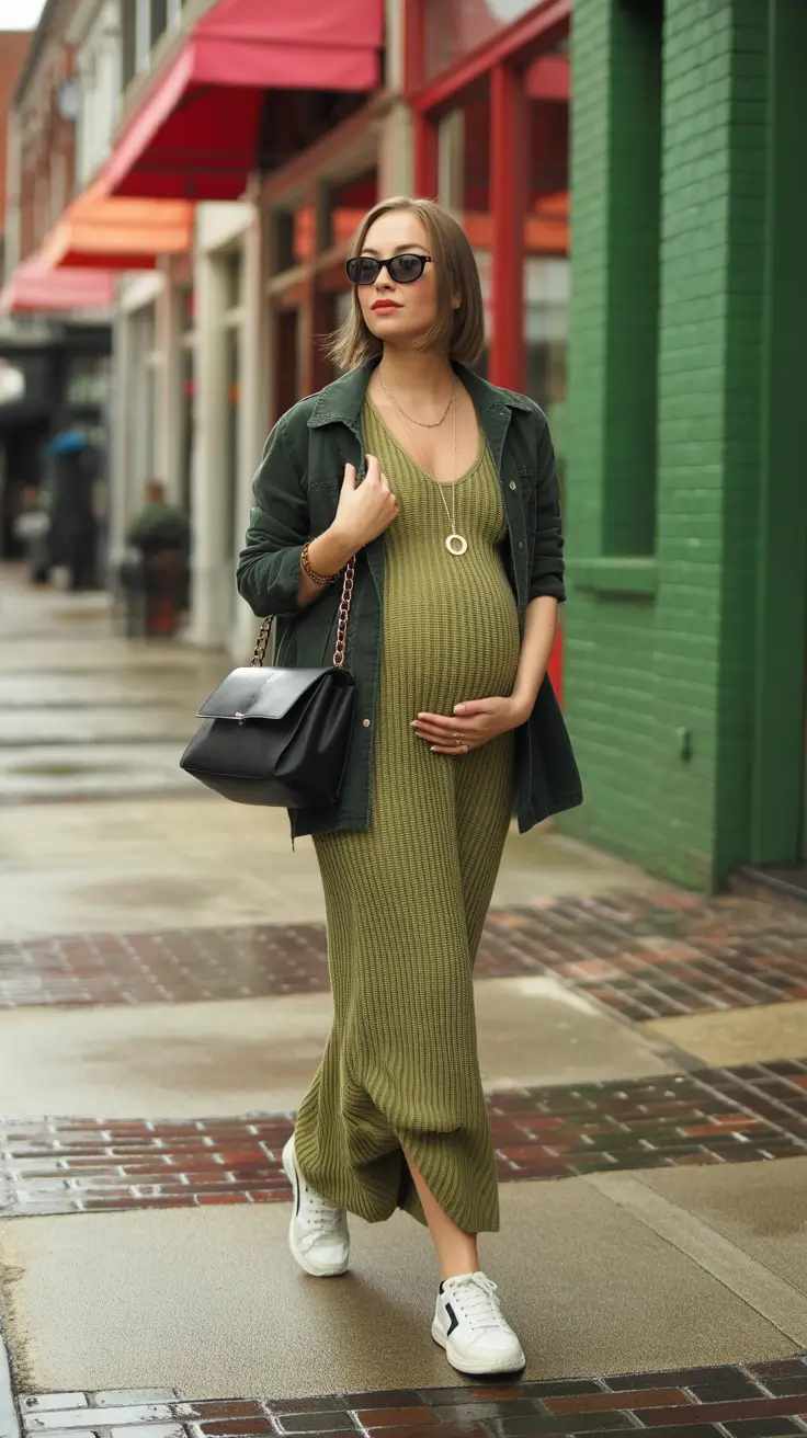 essential spring outfit for pregnant women 2026 City Green With Relaxed Confidence