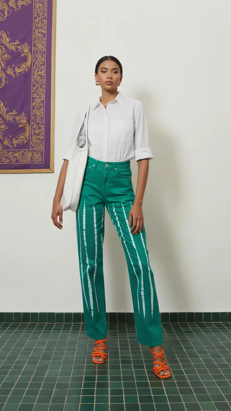 fashionable casual spring outfits 2026 Clean Lines With a Pop of Color