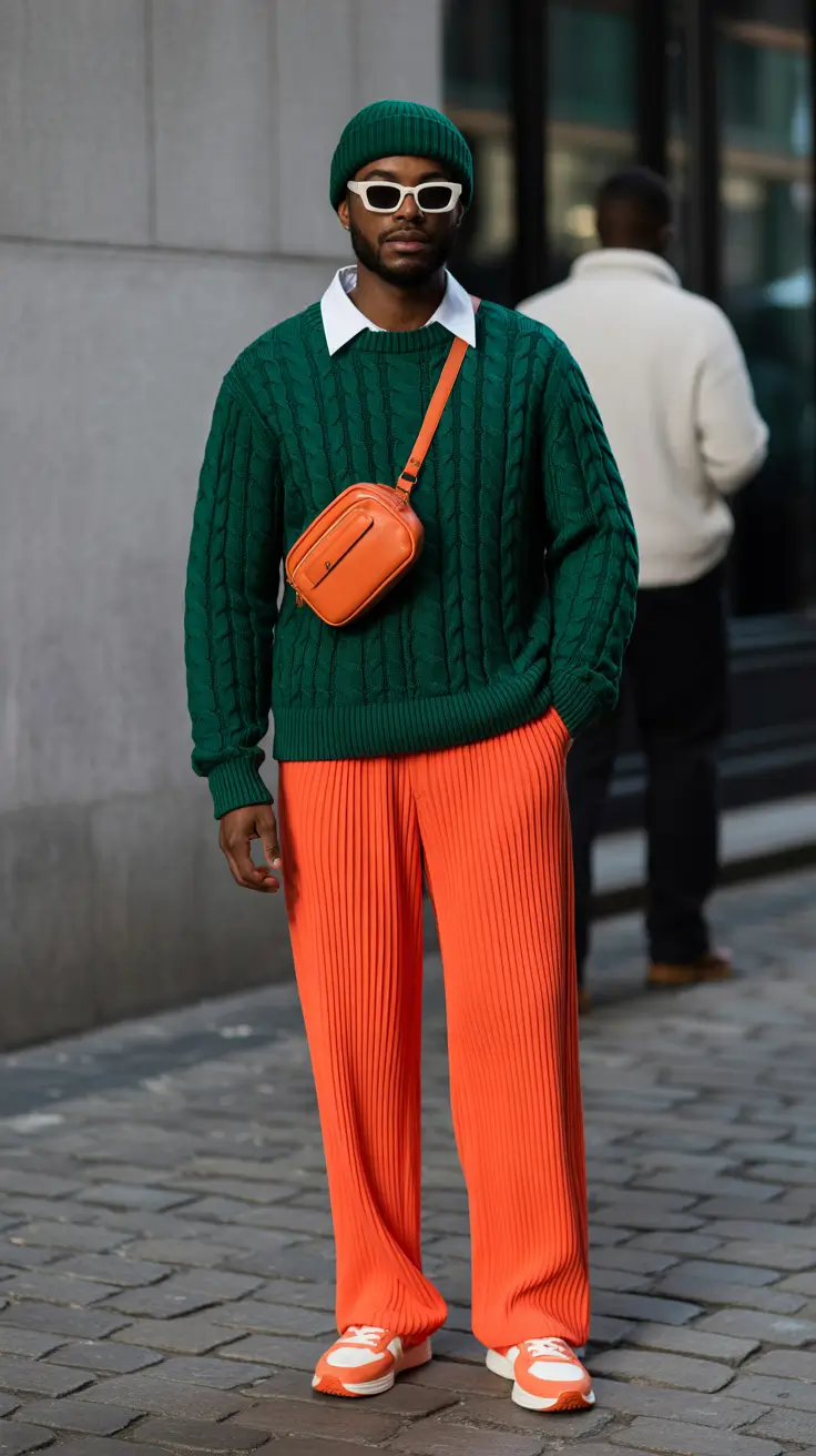 fashionable spring outfits for men 2026 Bold Color Pairing Done With Intention