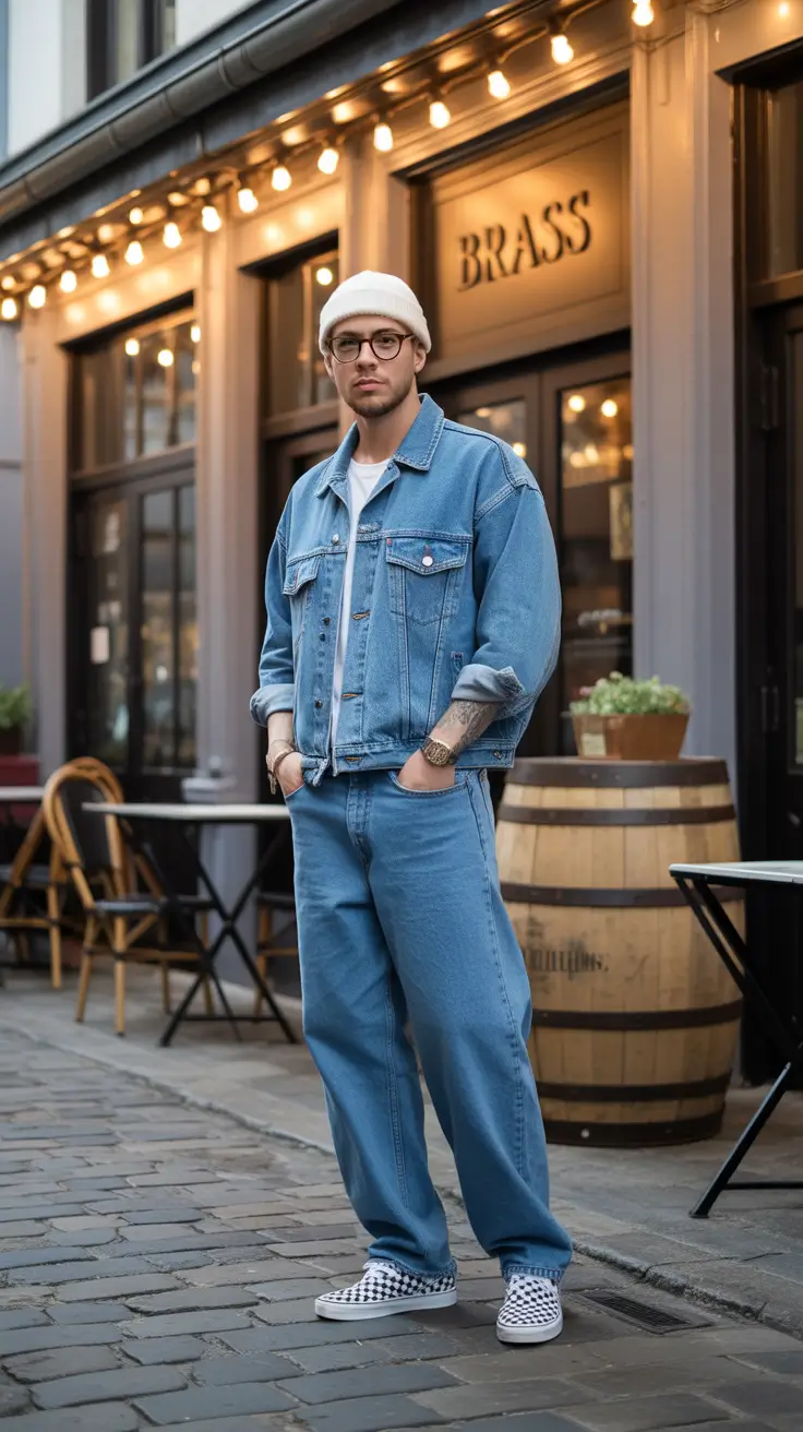 fashionable spring outfits for men 2026 Denim-on-Denim Done the Spring Way