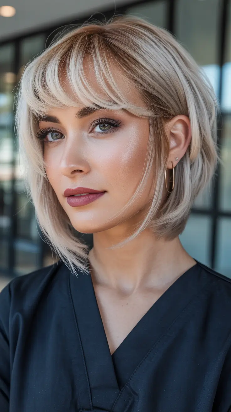 February Haircut Ideas 2026 Soft Sculpted Bob With Airy Bangs
