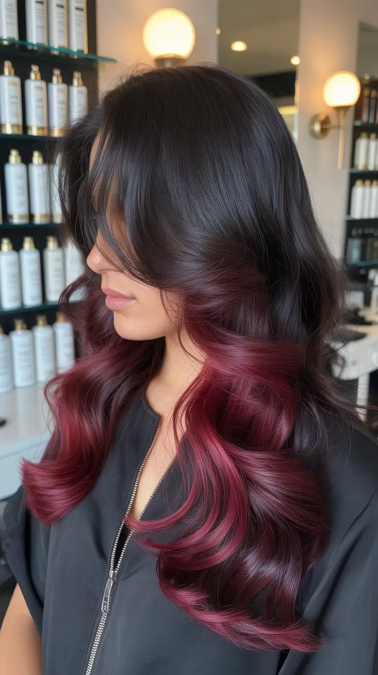 February Haircut Ideas 2026 Midnight Brunette With Wine Toned Undercurrent