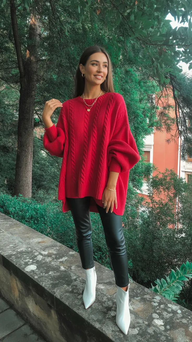 February outfits ideas 2026 Relaxed Red Layers With Modern Contrast