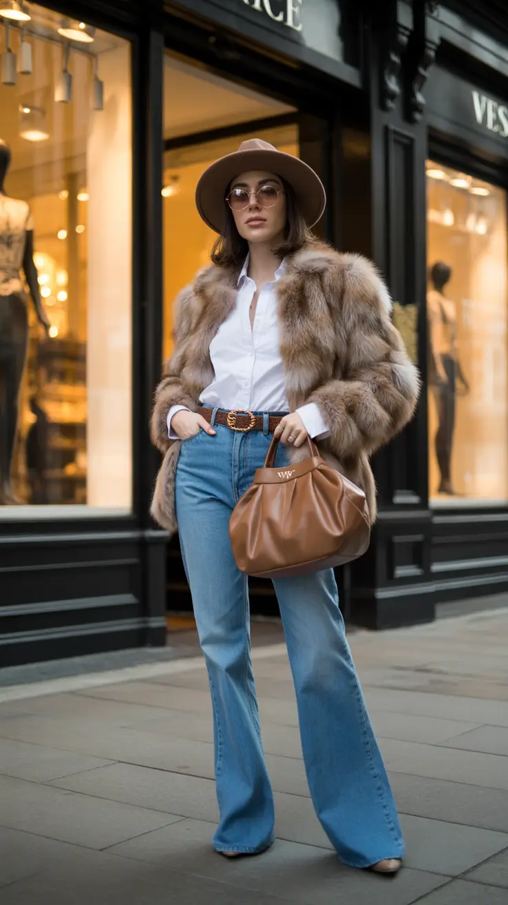 February outfits ideas 2026 Soft Retro Glam for Cold City Days