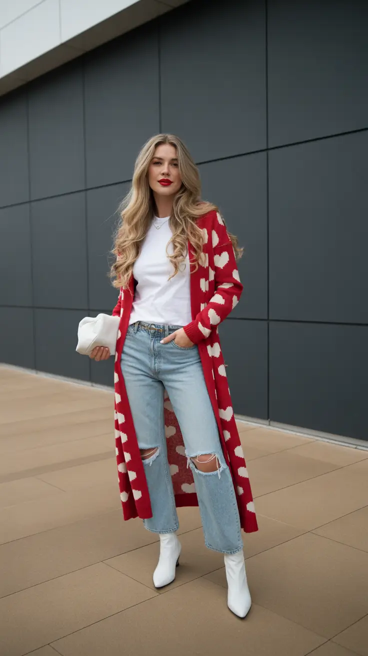 February outfits ideas 2026 Playful Hearts With Everyday Denim