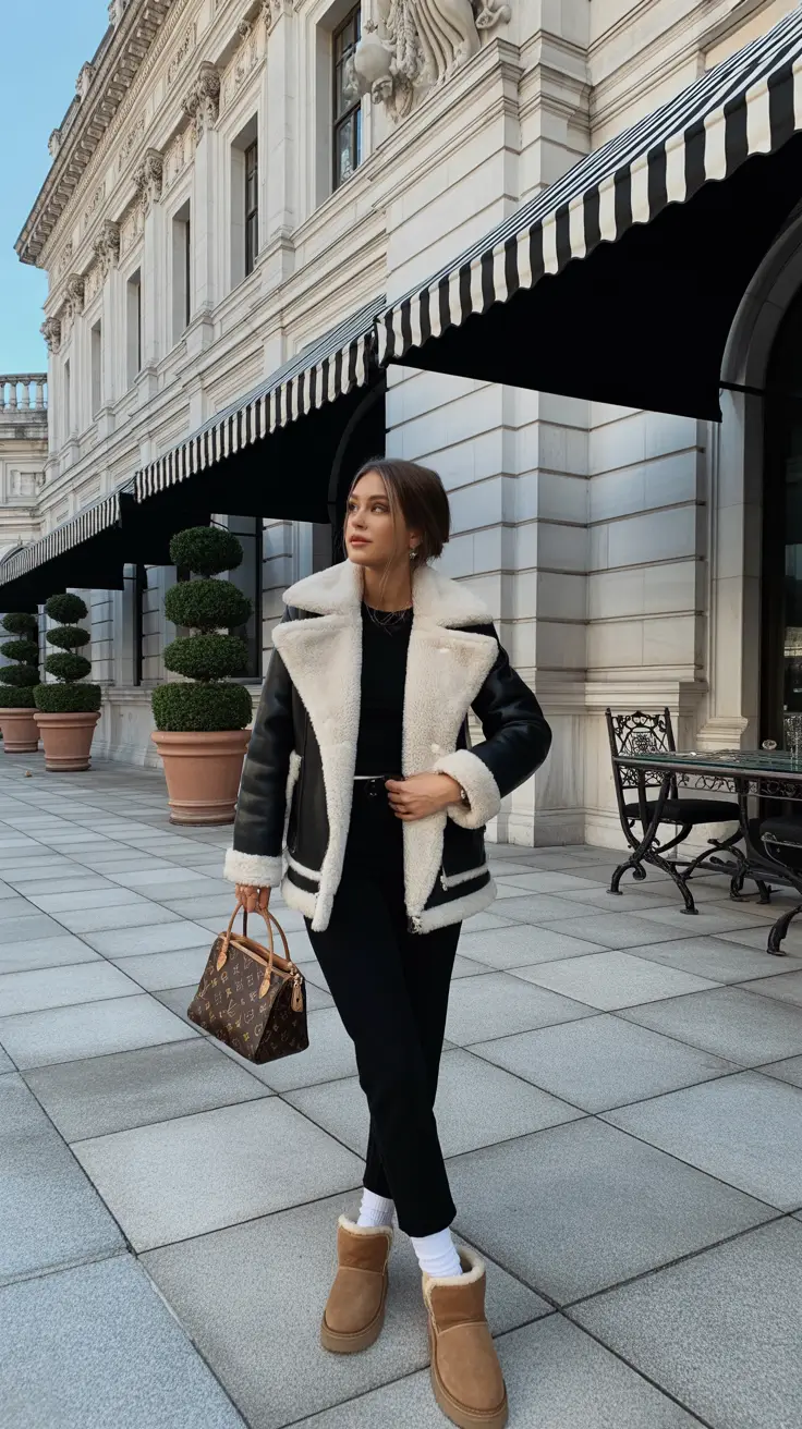 February outfits ideas 2026 Shearling Details for Late-Winter Elegance