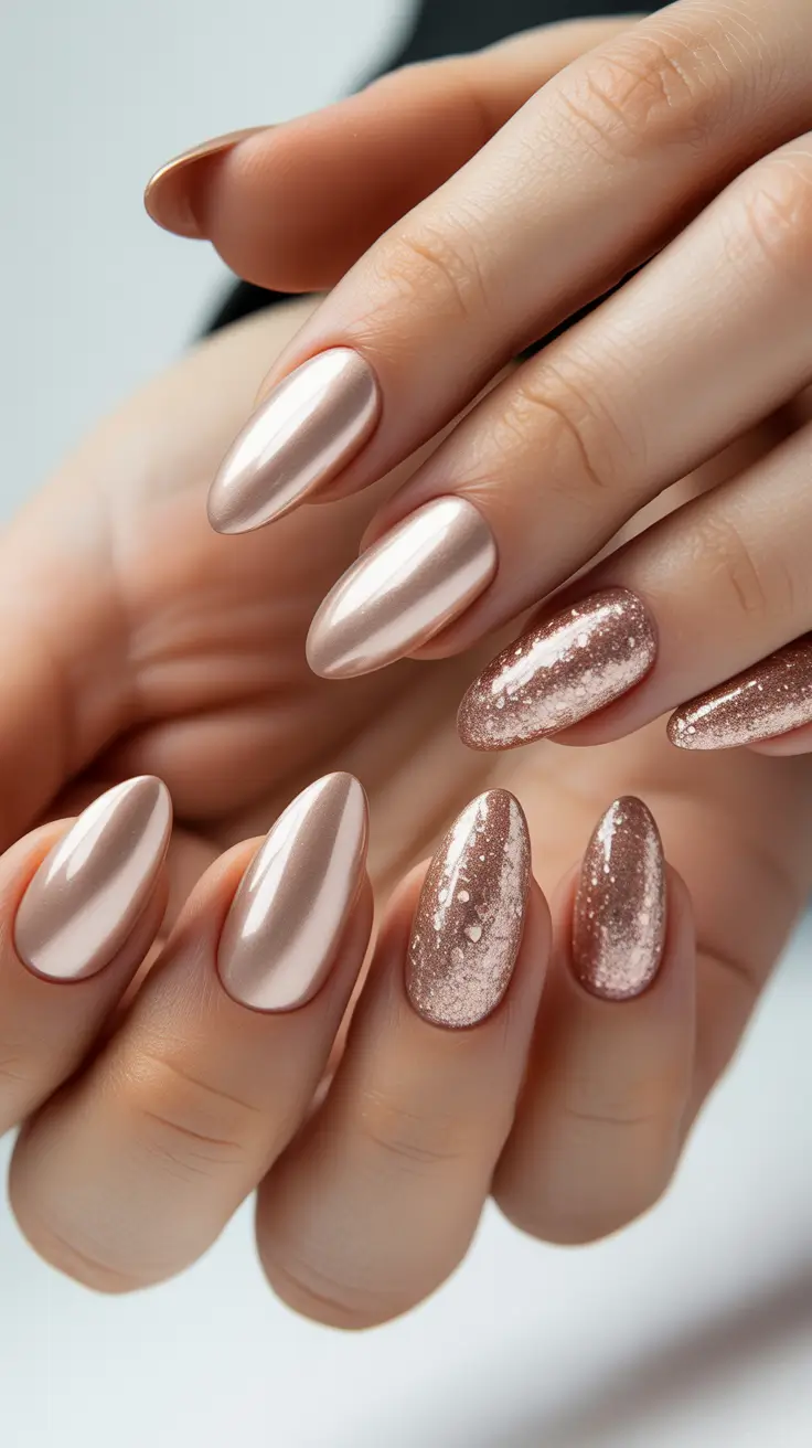 gold nail designs 2026 Pearlized Champagne Gold for Everyday Elegance