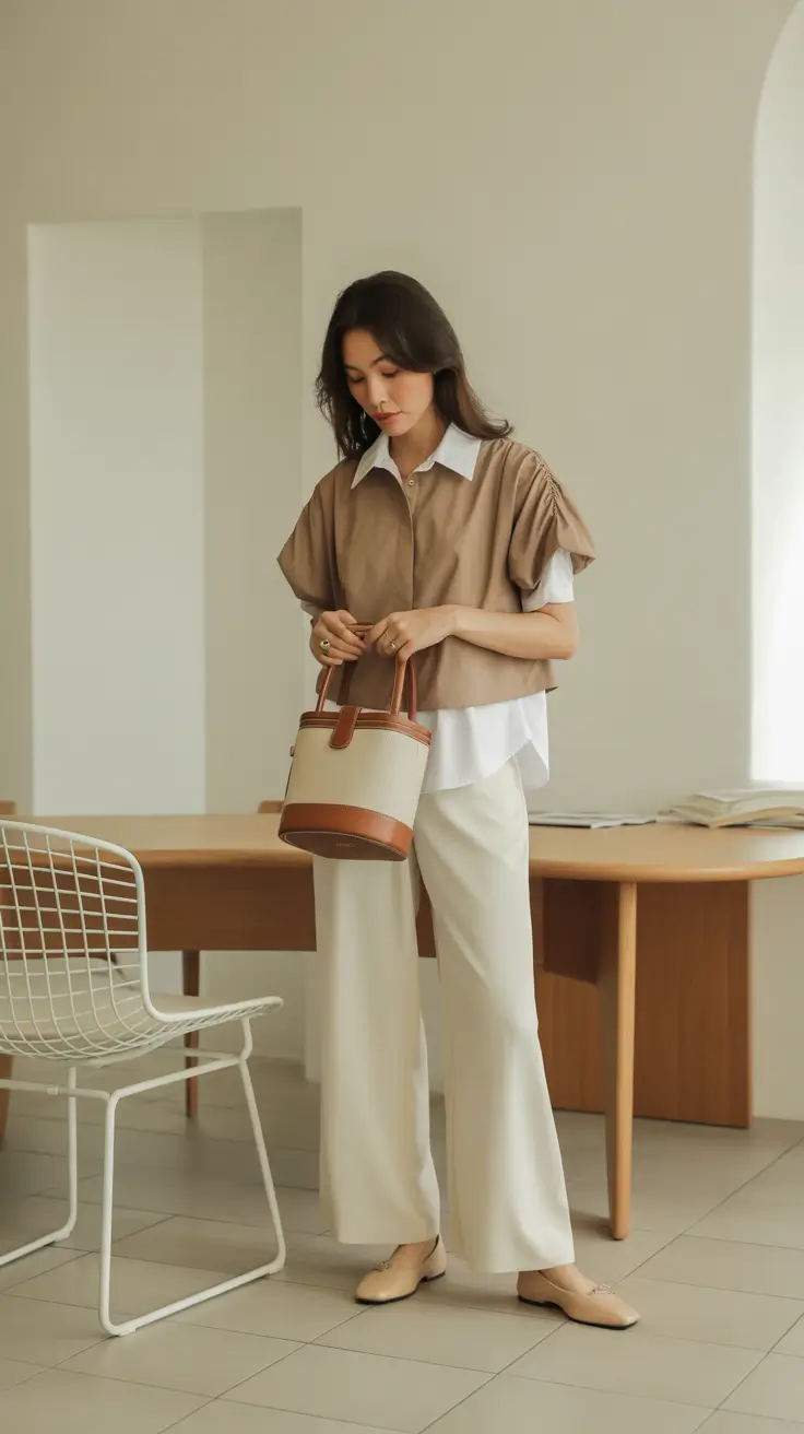 luxe spring wardrobe pieces 2026 neutral layered spring outfit