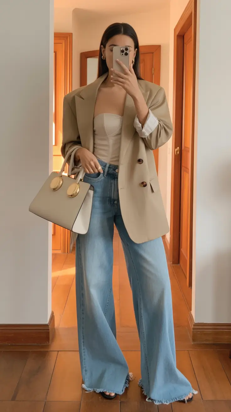 minimalist spring date night outfit 2026 Relaxed Denim Meets Date Night Polish