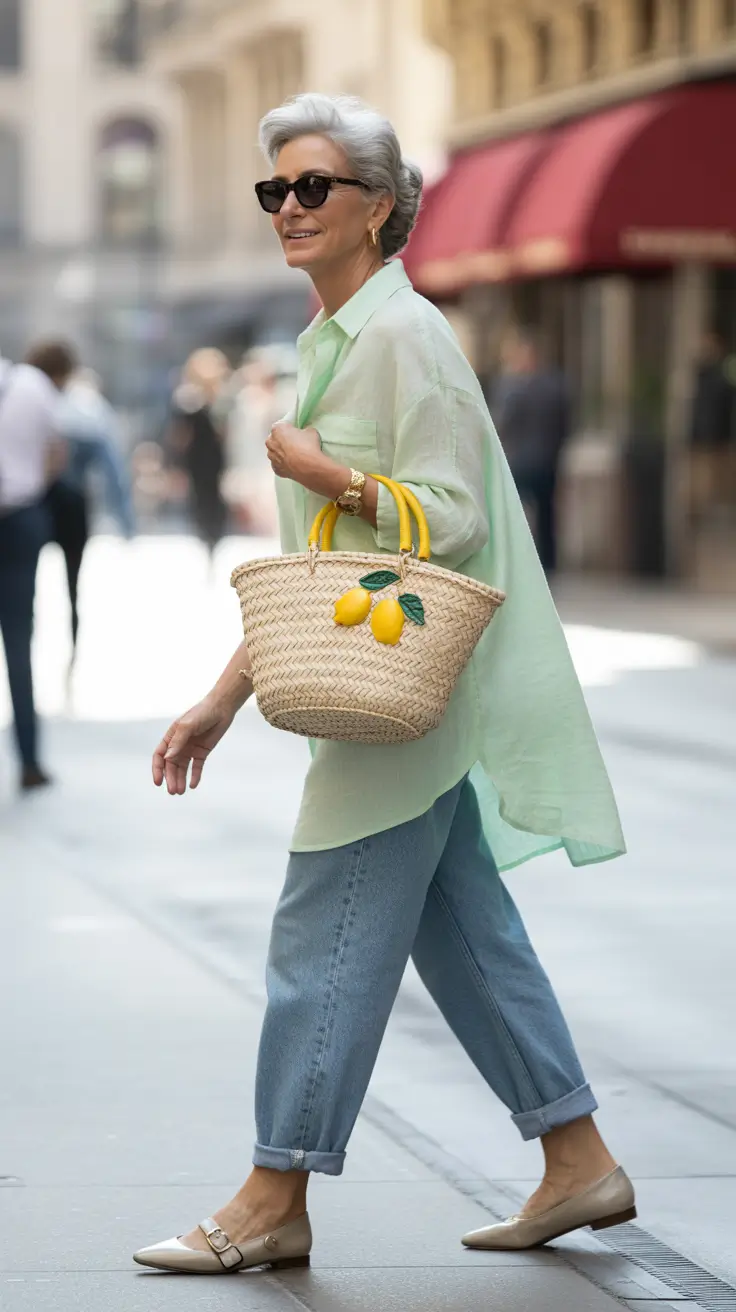 Minimalist Spring Outfits for Women Over 60 2026 Soft Green Casual Look