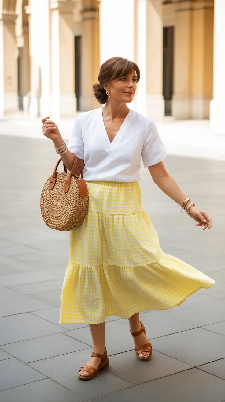 Minimalist Spring Outfits for Women Over 60 2026 Light Spring Skirt Outfit
