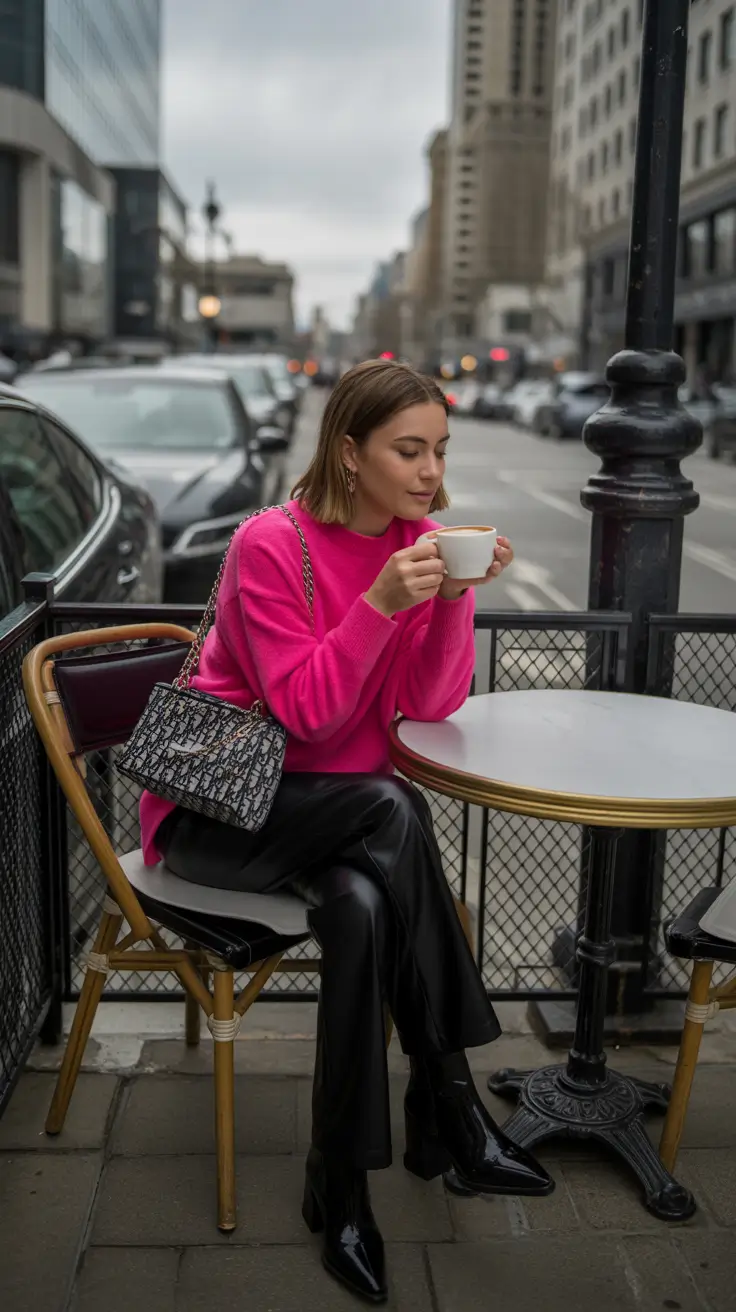 minimalist winter to spring outfits 2026 Minimalist Café Style with a Bold Note