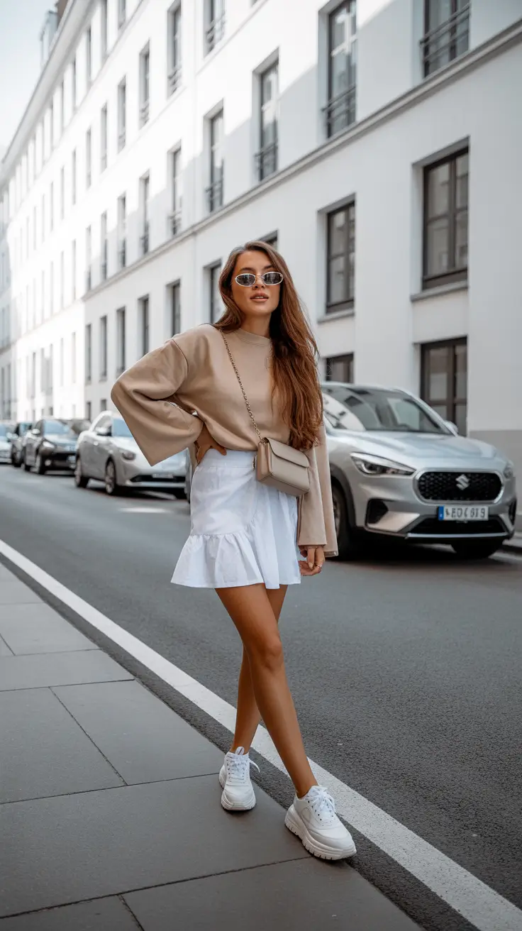 minimalist winter to spring outfits 2026 Light Layers and Bare Legs Confidence