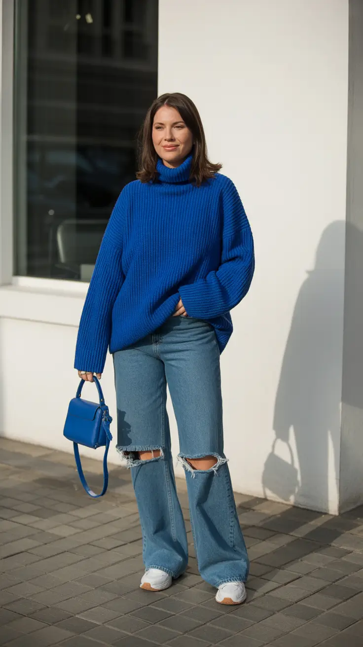 minimalist winter to spring outfits 2026 Relaxed Denim and Statement Knits