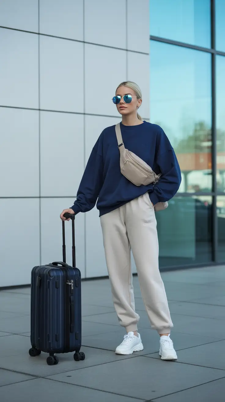 modern airport spring outfits 2026 Soft Neutrals With a Sporty Backbone