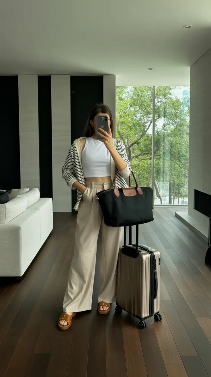 modern airport spring outfits 2026 Soft Layers That Feel Lived-In
