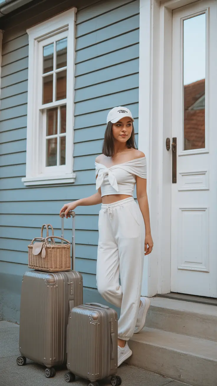 modern airport spring outfits 2026 Fresh White Sets for Short Getaways