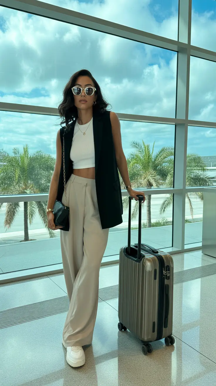 modern airport spring outfits 2026 Tailored Ease With a Modern Power Mood