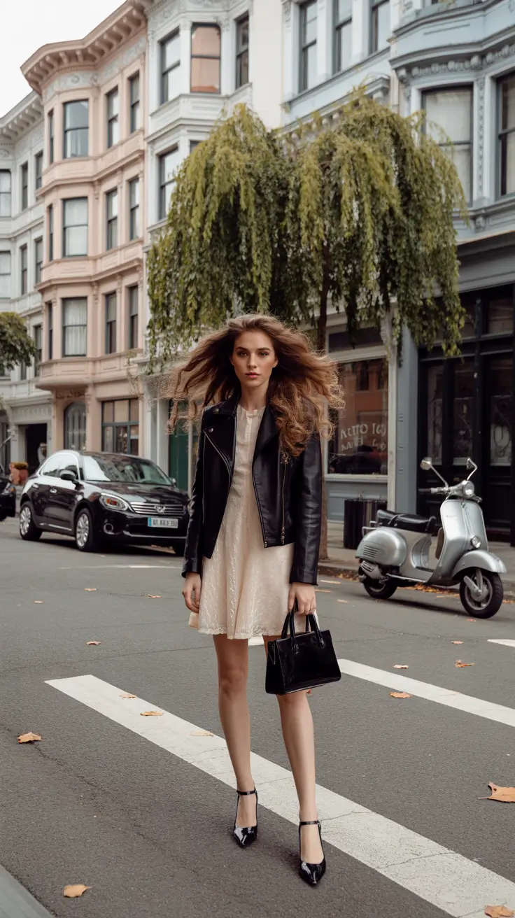 modern spring going out outfits 2026 romantic leather mix