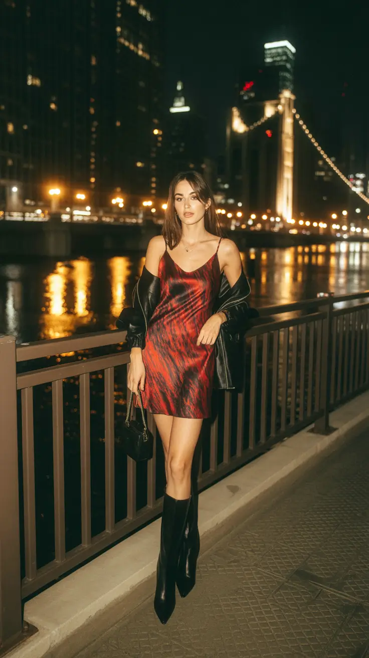 modern spring going out outfits 2026 slip dress night look