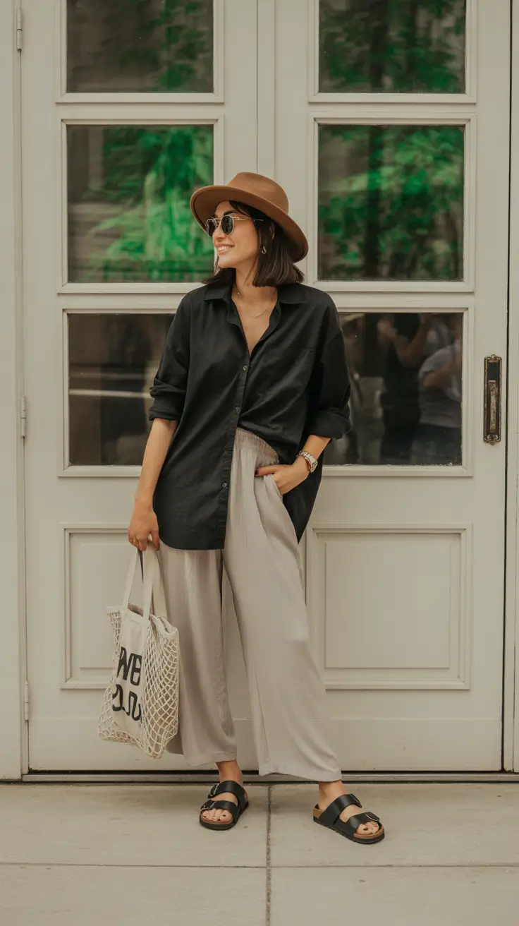 modern spring travel outfits 2026 Relaxed Monochrome Travel Look