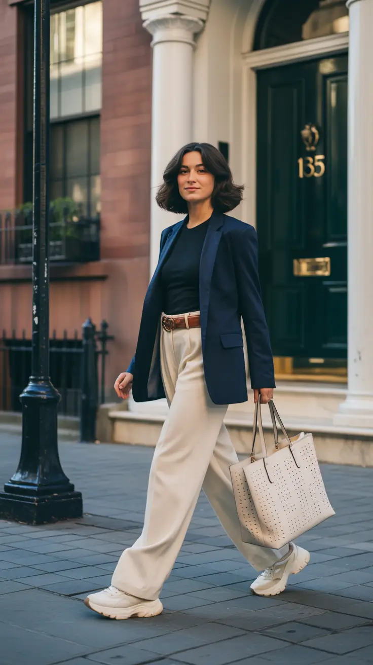 modern spring travel outfits 2026 Relaxed City Power Dressing