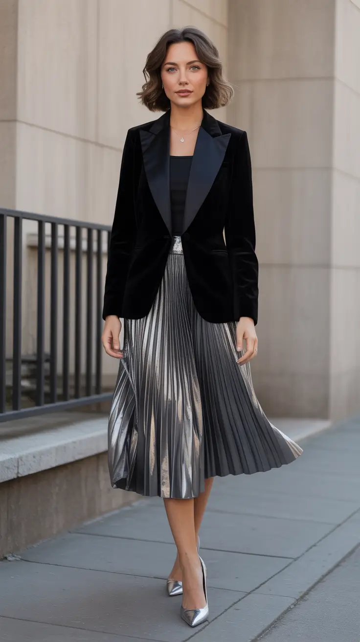 modest spring outfits stylish 2026 Evening Elegance with a Modern Edge