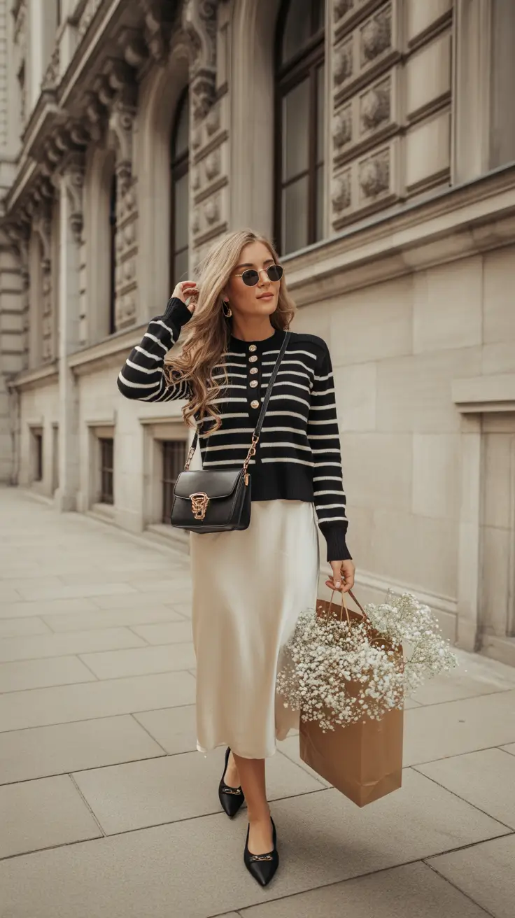 Popular Every Day Spring Outfits 2026 Classic Stripes With a Romantic Spring Finish