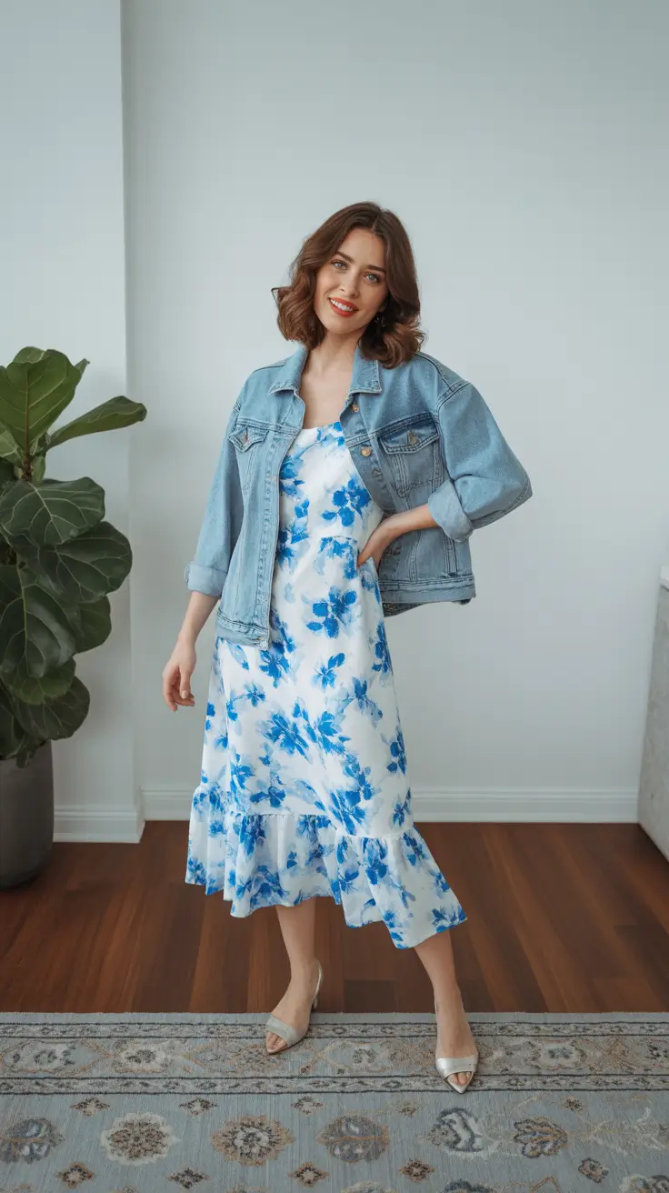 Popular Every Day Spring Outfits 2026 Romantic Ease With a Modern Denim Layer