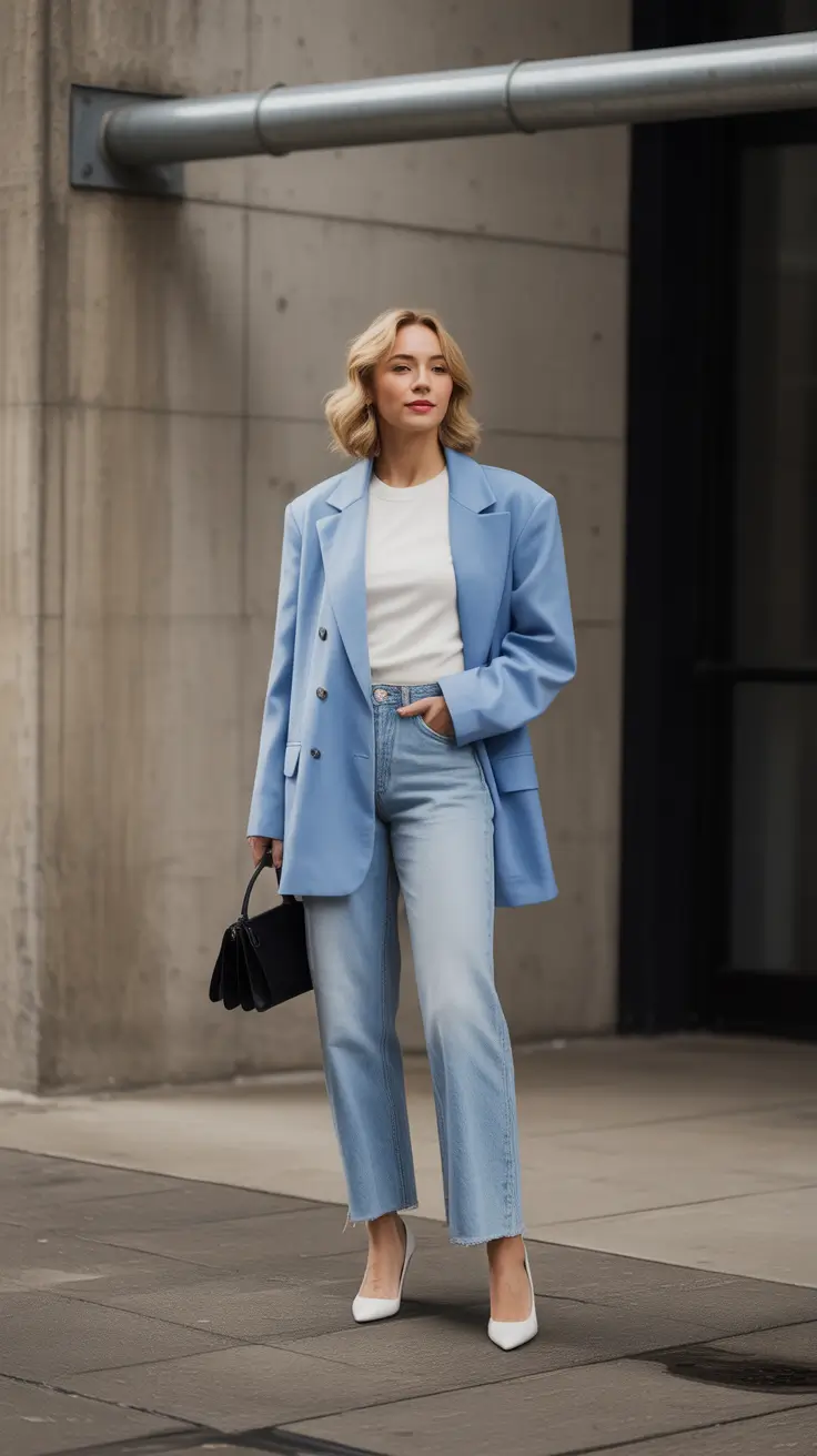 preppy old money spring outfits 2026 Modern Prep in Soft Blue Tones