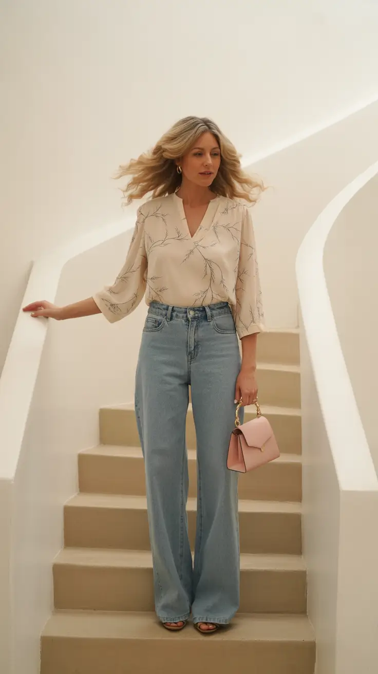 simple spring outfits for women over 40 2026 Light Denim and Soft Movement