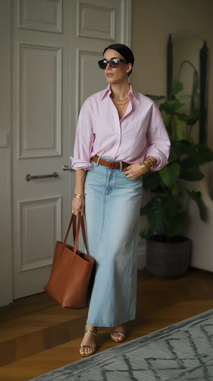 simple spring outfits for women over 40 2026 Denim Skirts Done the Modern Way