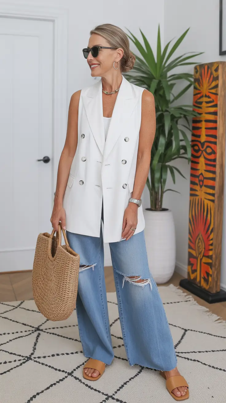 simple spring outfits for women over 40 2026 Clean Tailoring With a Casual Twist