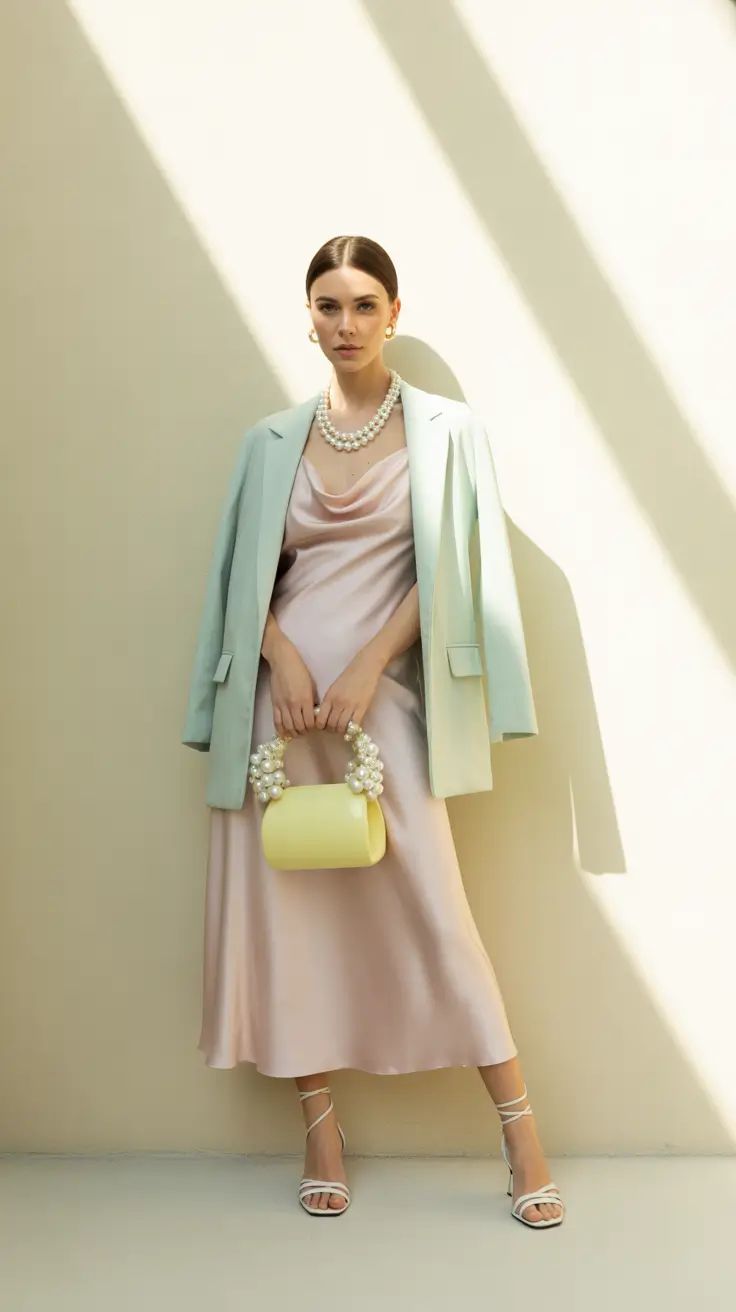 sophisticated spring wedding outfit 2026 Soft Pastels With Architectural Calm