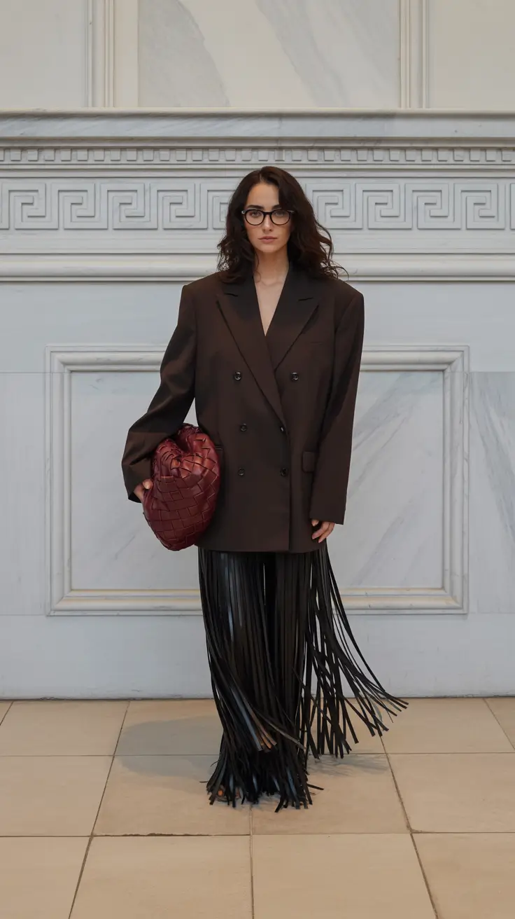 sophisticated spring wedding outfit 2026 Dark Tailoring With Unexpected Movement