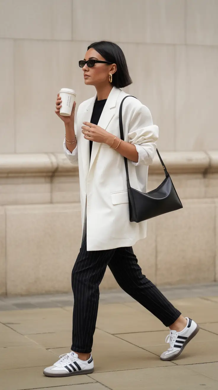 spring blazer outfits for work 2026 Sharp White Tailoring With a Relaxed Pace