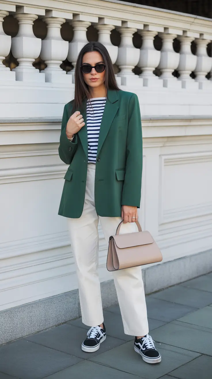 spring blazer outfits for work 2026 Green Blazers as a New Neutral