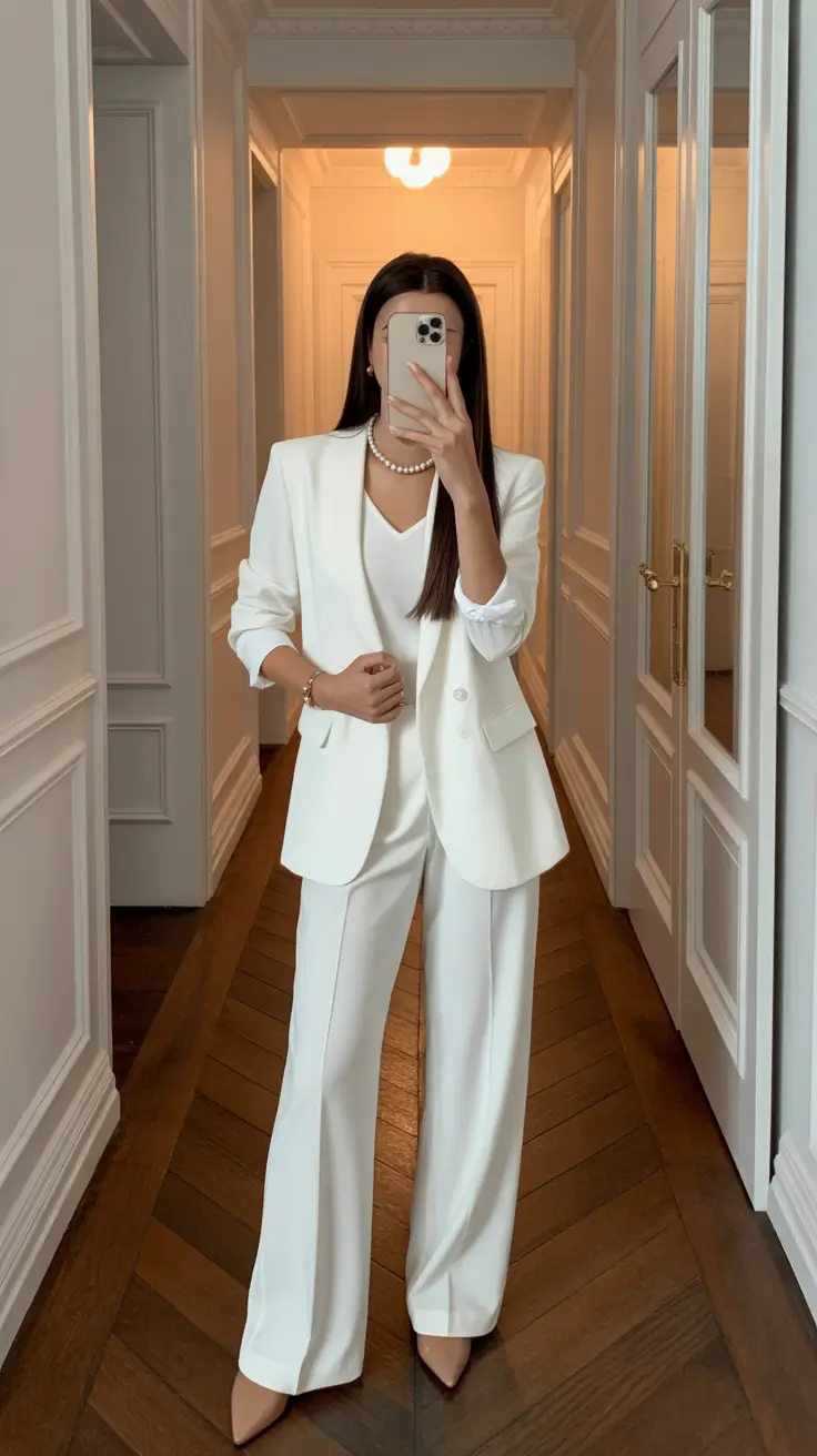 spring formal outfits ideas 2026 Clean White Tailoring With Timeless Appeal