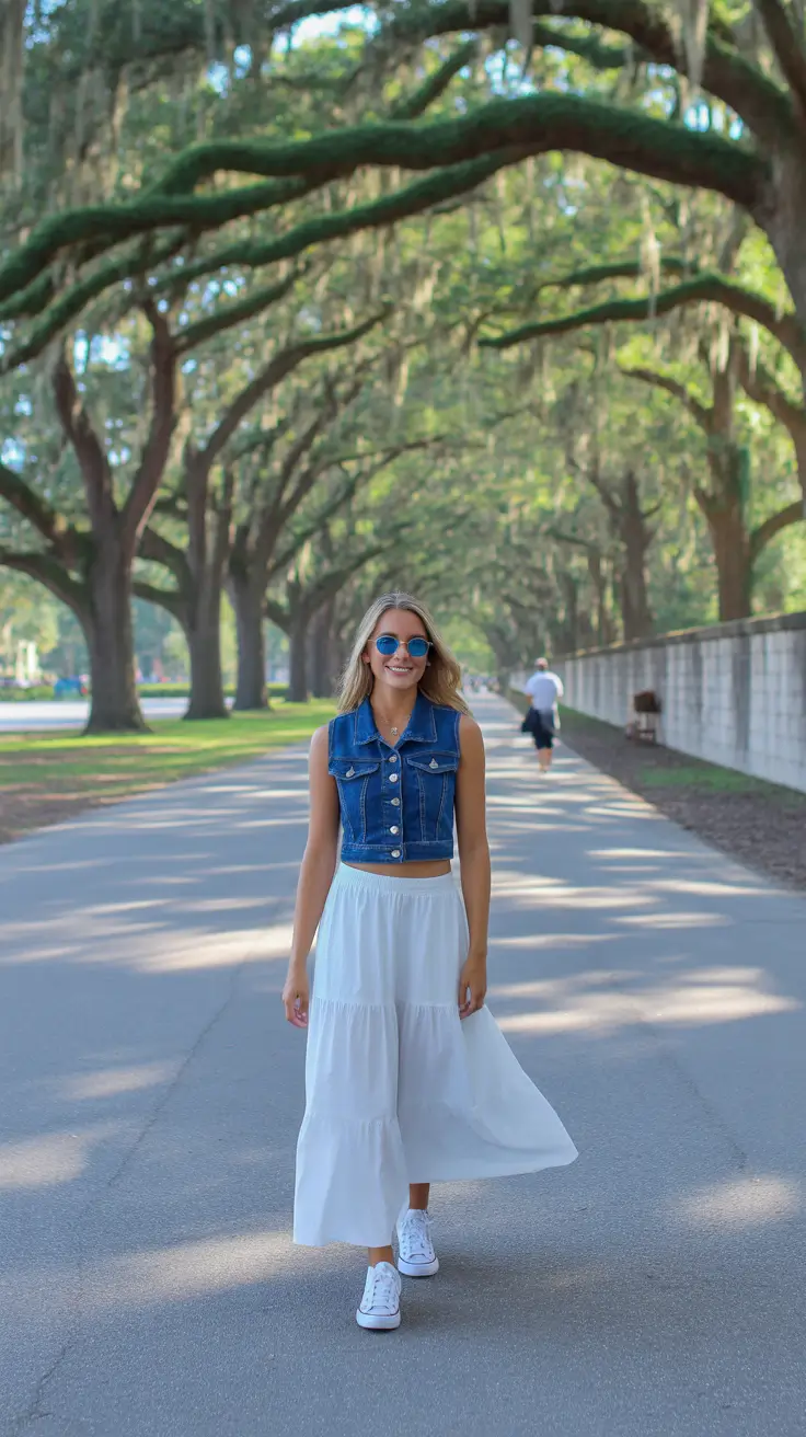 summer-ready spring break outfit 2026 Denim Layers for Long Walks