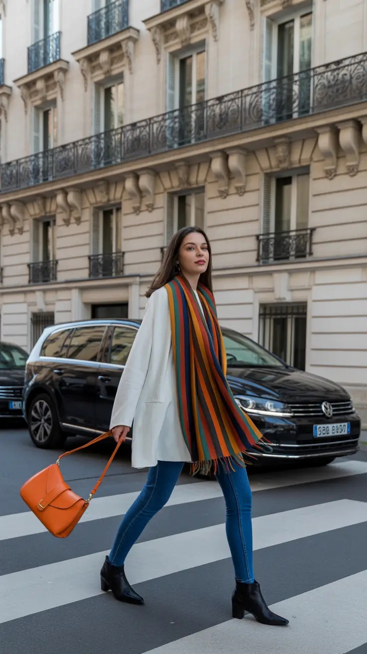 trending cold spring outfit 2026 Clean Lines and Colorful Accents