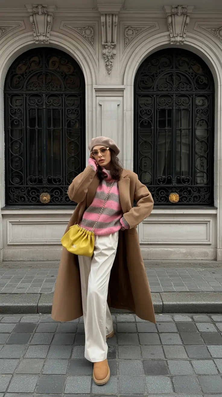 trending cold spring outfit 2026 Playful Color Blocking With Cozy Layers