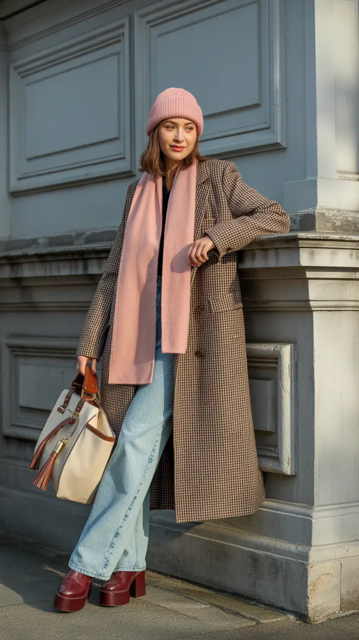 trending cold spring outfit 2026 Classic Plaids With Soft Pastel Accents