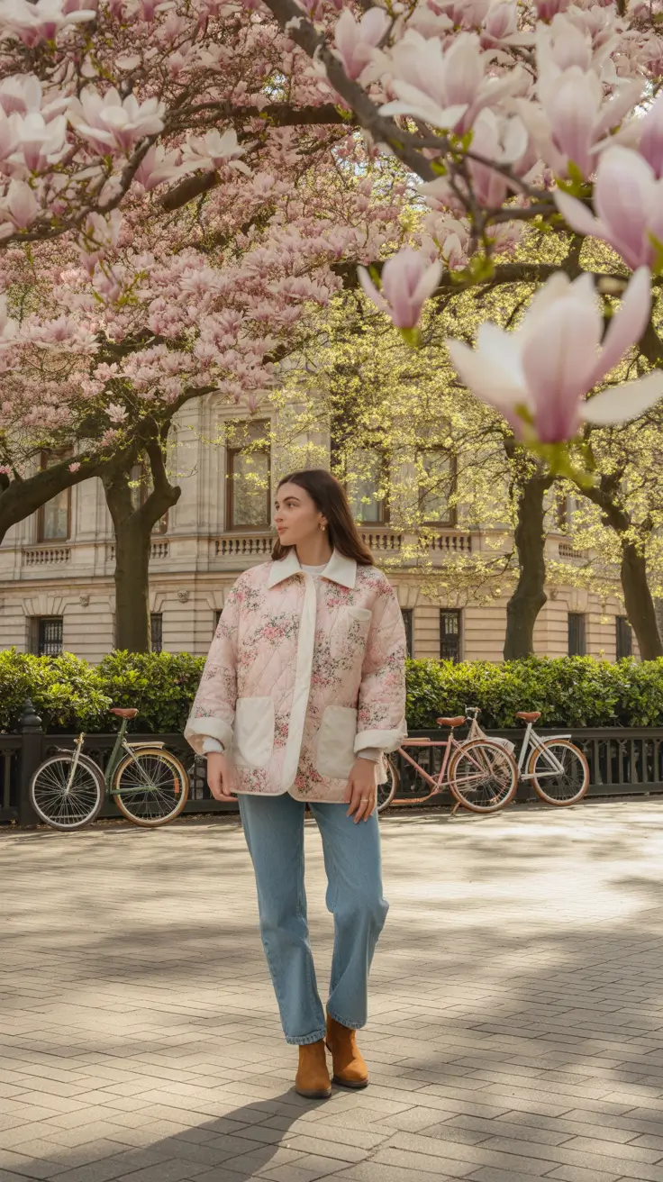 trending cold spring outfit 2026 Soft Florals for Cool Spring Walks