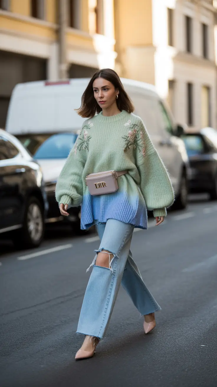 trending cold spring outfit 2026 Oversized Knits and Effortless Movement