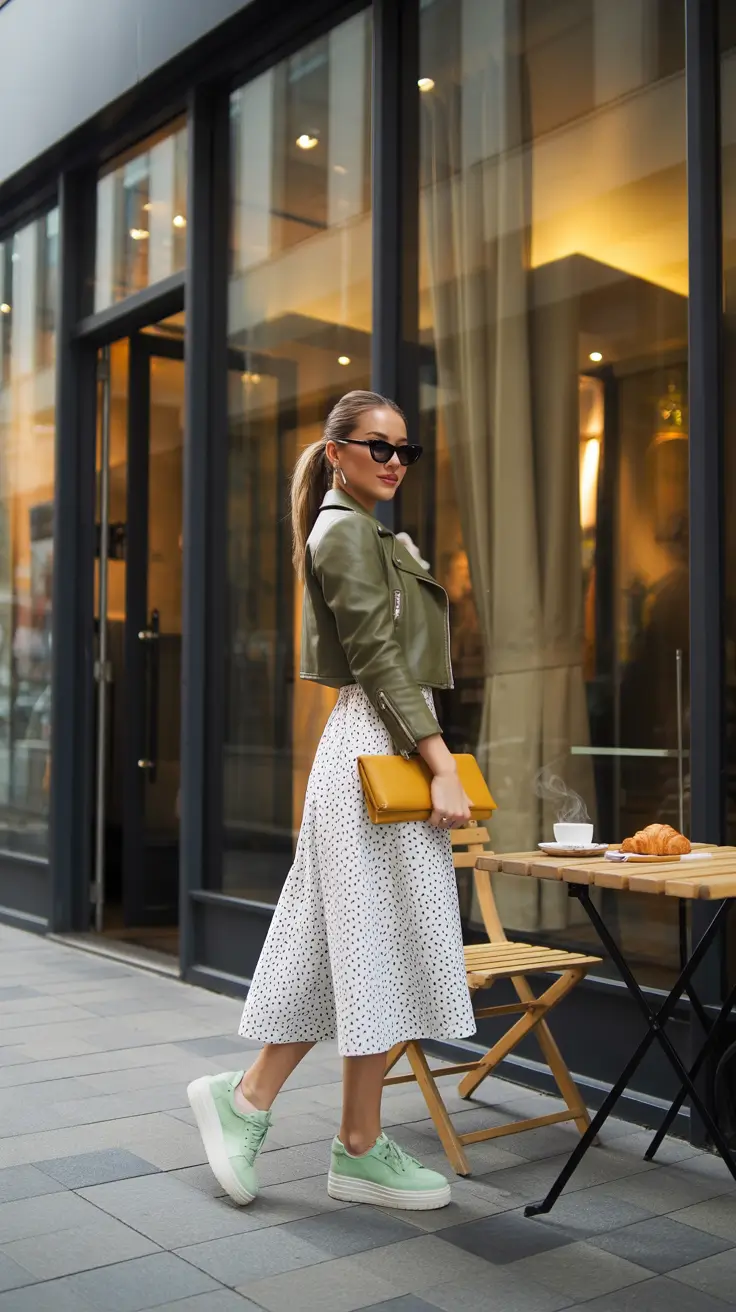 trendy spring outfit with sneakers 2026 Polished Femininity