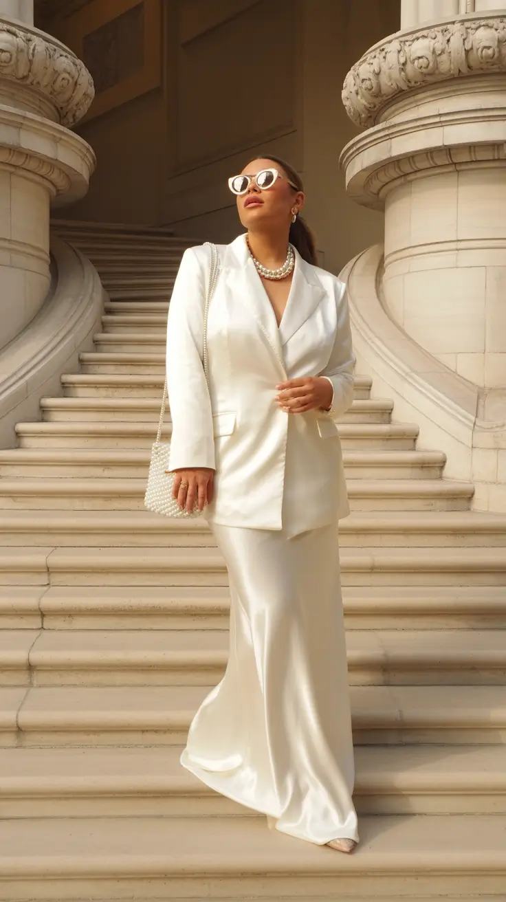 vibrant midsize spring outfits 2026 Modern Minimalism in Satin White