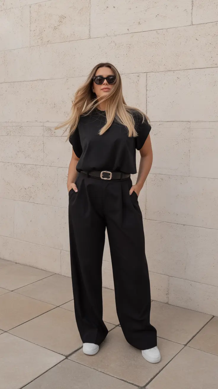 vibrant midsize spring outfits 2026 All-Black With Spring Energy