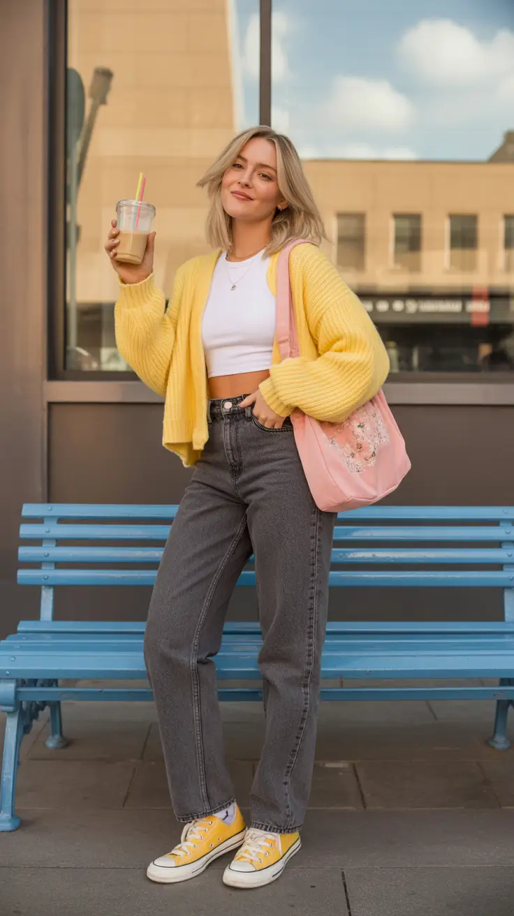 vibrant spring mom outfits 2026 Sunny Cardigans and Casual Confidence