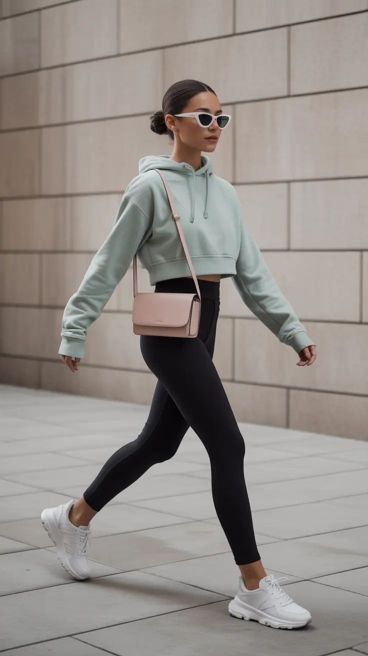 vibrant spring sport outfits for women 2026 Soft Mint Layers With Urban Precision